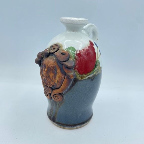 Handmade Other - Vintage Signed Chappelle Artisan Pottery Vase Jug Pitcher Old Man Winter Face